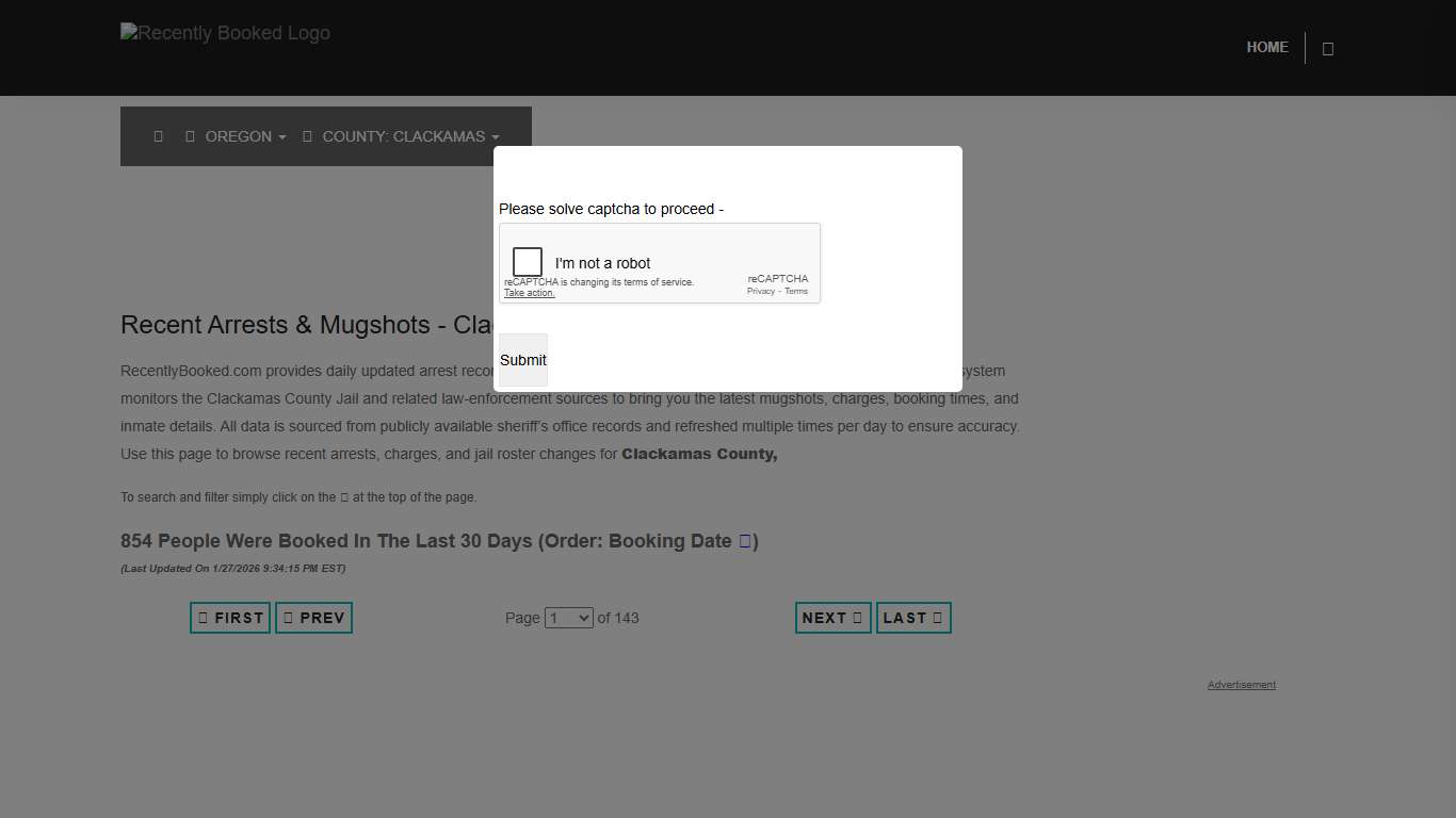 Clackamas County, Oregon Mugshots RecentlyBooked.com